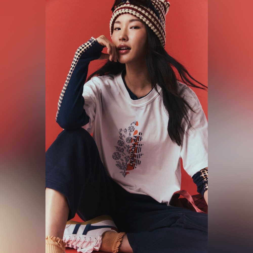 NWT Free People Movement Inspire Buti Logo Tee In White Combo